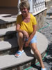 Lucy having a rest on the terrace steps