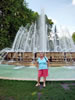 Lucy by a fountain